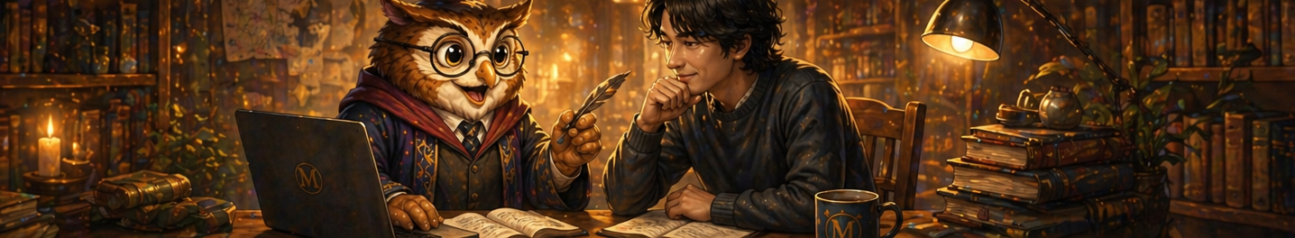 Master と一緒に机を囲んで作業する場面